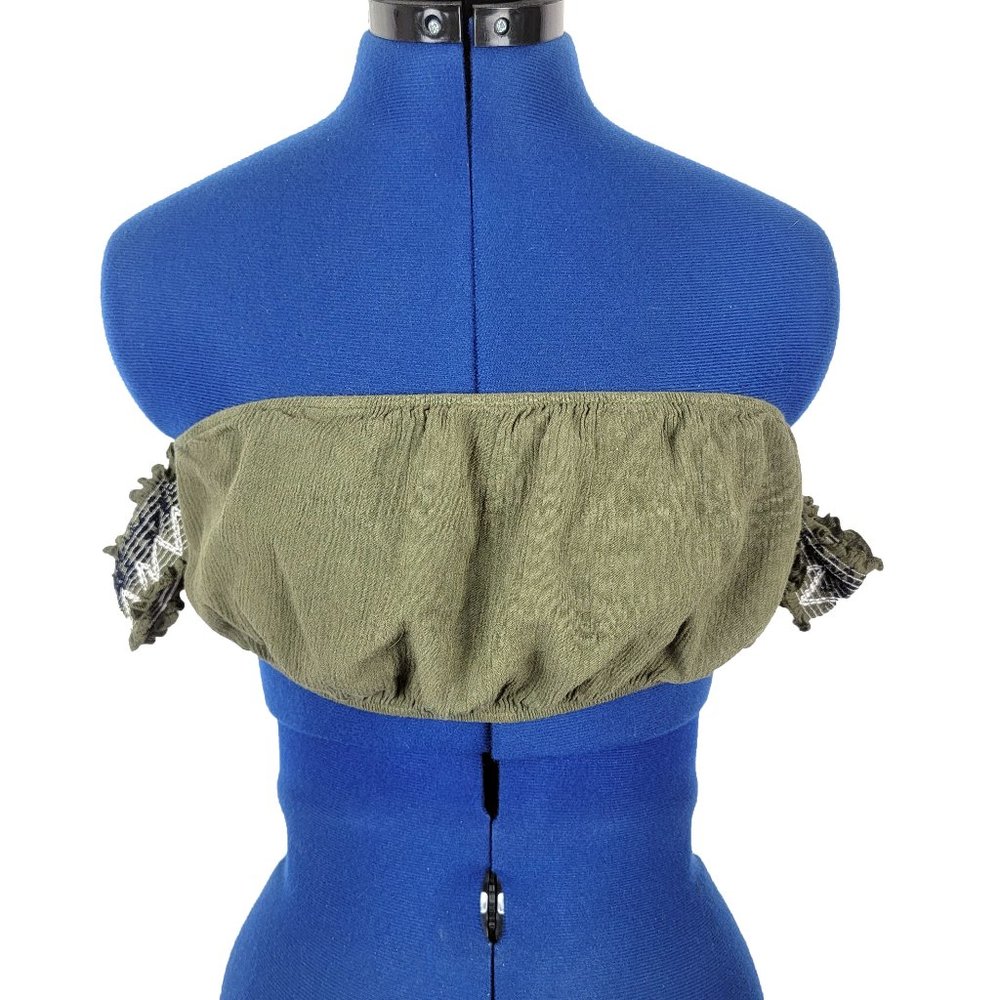 Mocking Jay Olive Green Cold Shoulder Tube Top Size Large